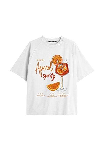 Kalic Studio Tricou oversize Aperol Spiritz pentru damă, alb