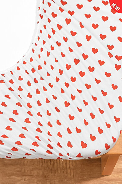 Navessa Home Collection Red Heart Elastic Sheet Set | Sheet + Pillow | Single, Double Suitable for Any Bed