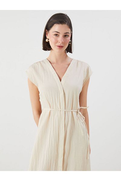 LC Waikiki New Season V-Neck Textured Dress - S5Rl04Z8