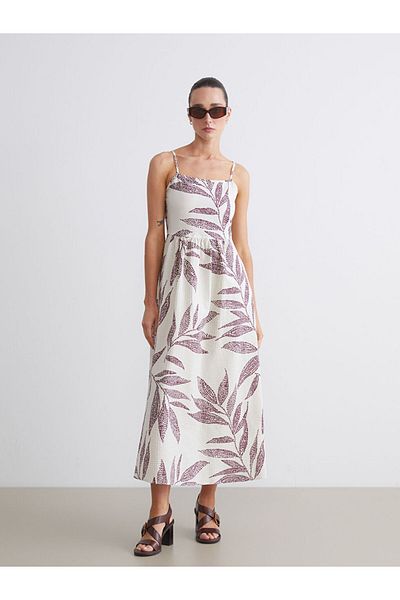 LC Waikiki Quality Parts from Celebi Store |   Square Neck Floral Strap A-Line Dress