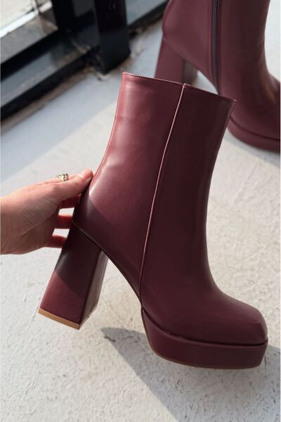 I Love Shoes Μπότες Rivoks με τακούνι με ματ δερμάτινη πλατφόρμα μπορντό