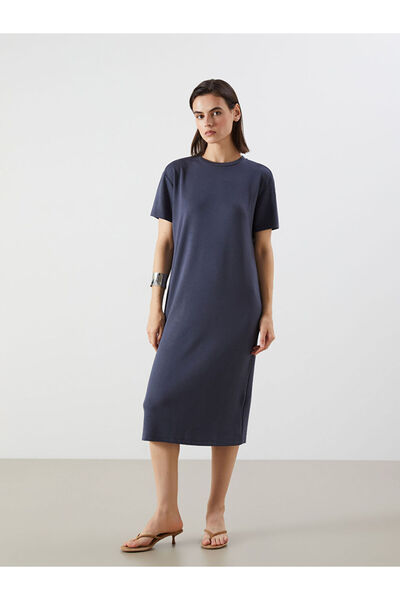 LC Waikiki New Season from Güli̇s Gi̇yi̇m Anthracite Crew Neck Dress