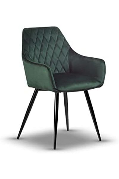 MAPLE HOME DECORATION Dinning Chair, Soft Velvet Seat and Back With Thick Seat Cushion Metal Legs Armchairs (Green)