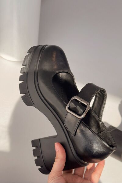 I Love Shoes Solea Дебел подметък с ток Mary Jane Черна матова кожа