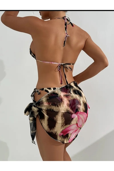 nuriçgiyim Σετ μπικίνι παρέο σαβάνα ροζ