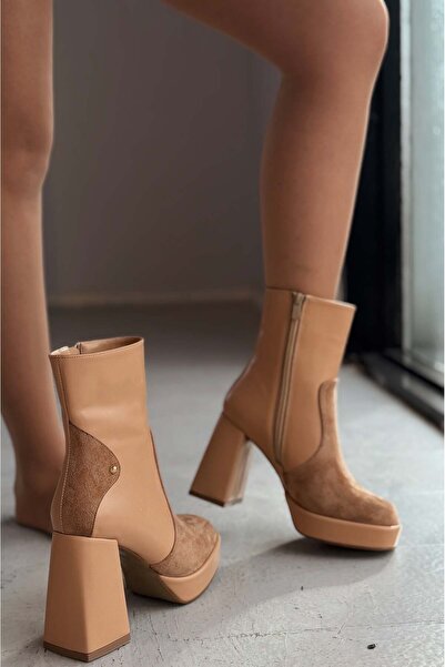 I Love Shoes Olexsa Mat Deri Yüksek Topuklu Kadın Bot Nude