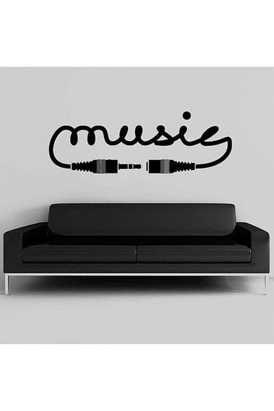 Generic Spoil Your Wall Music Headphone Wall Sticker Black 100x40cm