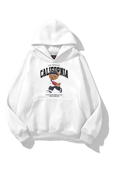 weywot Unisex California Bear Sweatshirt White