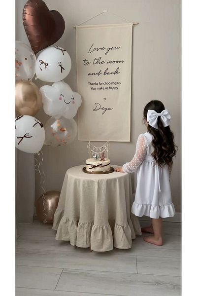 Çemrek Süs Parti Brown Bow Heart and Cloudy Balloon Set of 12