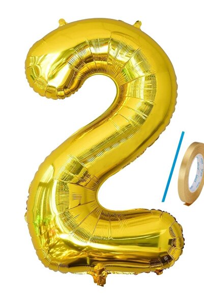 PARTİAVM 2 Years Old Mermaid Tail Seashell 76cm Gold Gold Number Balloon Mermaid Mermaid Concept