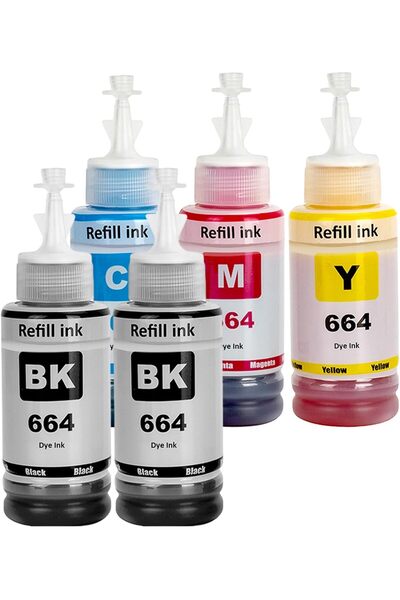EPSON T664 4 Renk Muadil Seti EcoTank L3050,L3060,L3070,L310,L320 Yazıcı Uyumlu 664 MUADİL 70ML