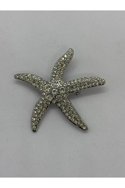 BEİLYS COSMETİCS & ACCESSORY ZİRKON TAŞLI DENİZ YILDIZI BROŞ İĞNELİ BROŞ 5 CM.