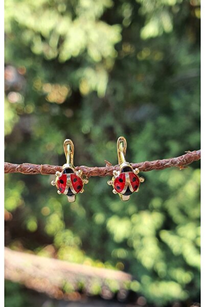 Goldlife jewellery KIZ BEBEK ÇOCUK MİNELİ UĞUR BÖCEKLİ 14 AYAR ALTIN KÜPE