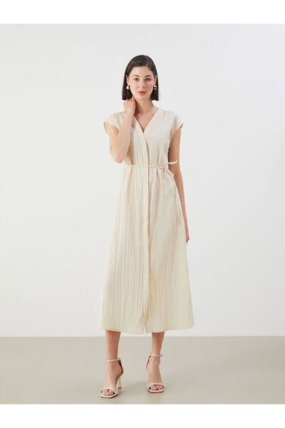 LC Waikiki New Season V-Neck Textured Dress - S5Rl04Z8