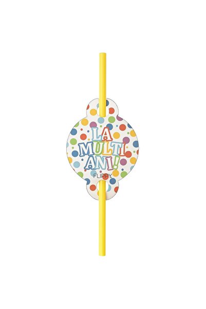 Teo Set of 10 Straws, , HAPPY BIRTHDAY Collection, 27 x 7 cm, Cardboard/Plastic, Multicolored