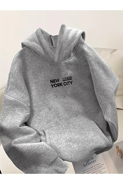 FUFLUNS سويت شيرت بغطاء للرأس مطبوع عليه مدينة نيويورك للجنسين