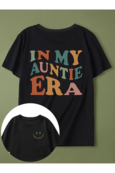 AEMİ Unisex In My Auntie Era Μπλουζάκι με στάμπα Oversize Crew Neck