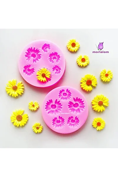 morlalem m 11 Mini Daisy Flowers in 2 Molds, Flower Set Silicone Mold K-1444, Stone Powder Gypsum Candle Mold