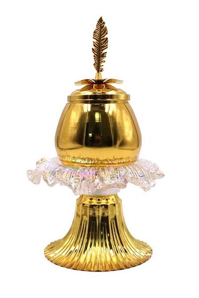 Generic Elegant Gold-Plated Metal Bakhoor Burner with Stylish Lid Decorative Incense Holder for Home