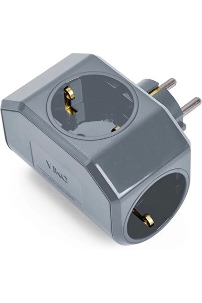 AyrStore Yonca Plus Gri Üçlü Topraklı Priz Çarpma Karşıtı