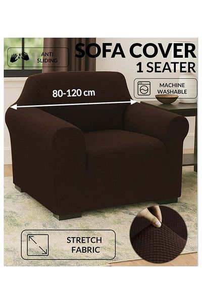 Generic Fabienne High Stretch 1 Seater Sofa Cover Soft Brushed Fabric Couch Cover Exquisitely Full Coverage