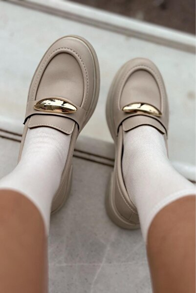 I Love Shoes Ravilla Mat Deri Toka Detaylı Kadın Loafer Bej