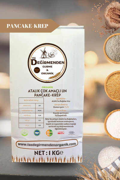 Taş Değirmenden Organik Atalık Çok Amaçlı Un - Pancake-Krep - 1 Kilo