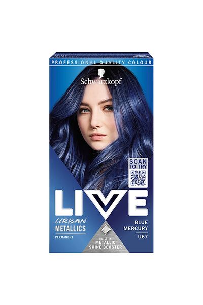 Schwarzkopf Permanent Hair Dye Live Color Urban Metallics U67 Blue Mercury, 142.5 ml