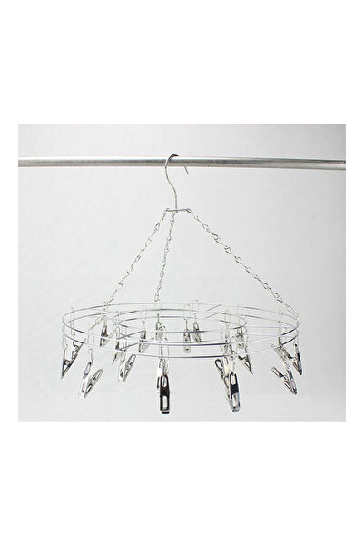 Raffine علاقة ملابس دائرية من الفولاذ المقاوم للصدأ باللون الفضي مقاس 34.5 سم