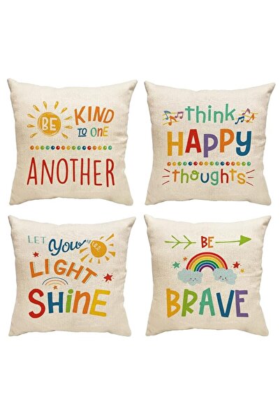 Generic مجموعة من 4 أغطية وسائد للفصول الدراسية بألوان قوس قزح من GDHBLING مق...