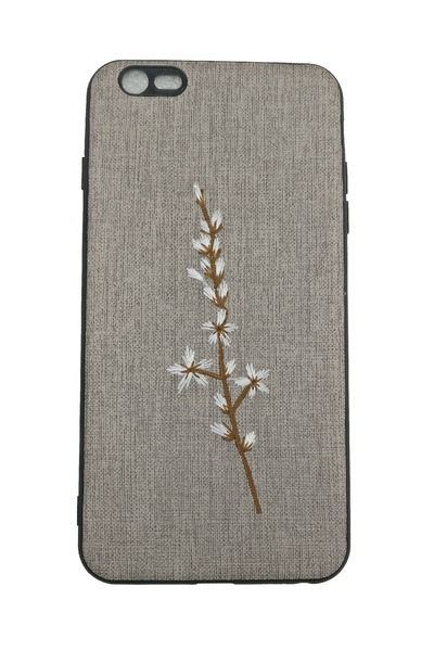 OEM Θήκη συμβατή με iPhone 6 Plus, Κλαδιά και λουλούδια, κεντημένα σε απομίμη...