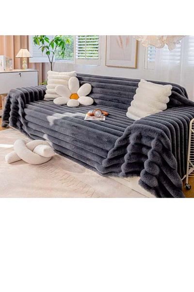 Generic BAIG Thickened Plush Sofa Throw Blanket Dust Anti-cat Scratch Universal Sofa Blankets Sofas Towel f