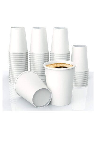 Generic 50Pcs 8Oz Disposable Paper Cups, Thickened Not Easy To Deform Heat Re...