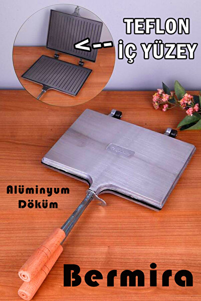 BERMİRA Home Collection Tost Makinesi Içi Teflon Ocak Üstü 24cm X 18 Cm