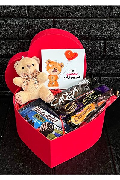 Flurose Sevgili Hediye Kalp Kutuda Tatlı Mini Ayıcık Ve Bitter Çikolatalar