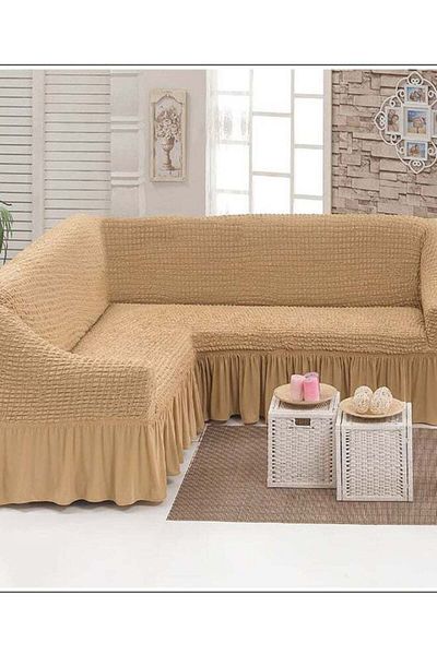 Generic Fabienne Five Seater Stretchable Sofa Cover Light Beige 4meter