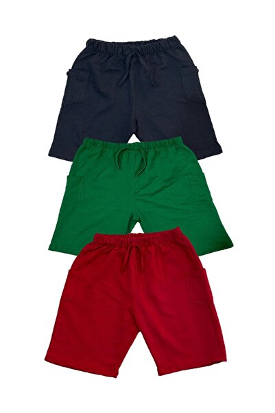 NoVibe Children's Set of 3 Summer Short Shorts with Pockets - Casual Short Sh...