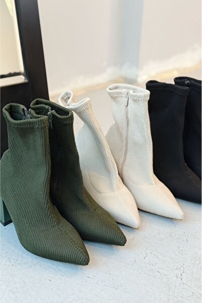 I Love Shoes Ramonav Triko Kalın Topuklu Haki Kadın Bot