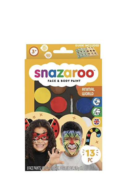 Snazaroo ألوان وجه وجسم عالم الحيوان - ألوان متنوعة، 13 قطعة