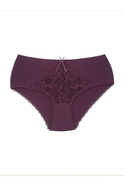 Bleu Petite 3-Piece Assortment Color Cotton Lace Detailed High Waist Large Size Women's Panties