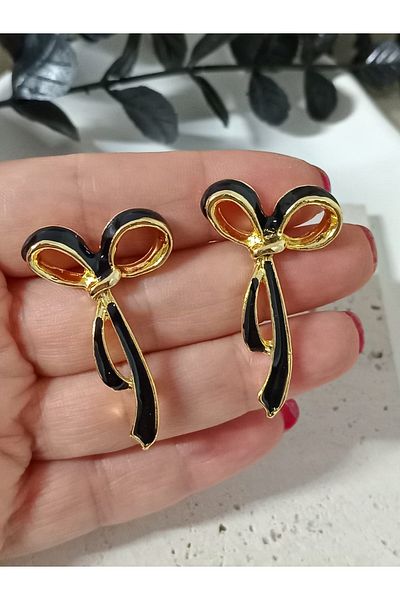 mos&more Black Bow Stylish Women's Earrings
