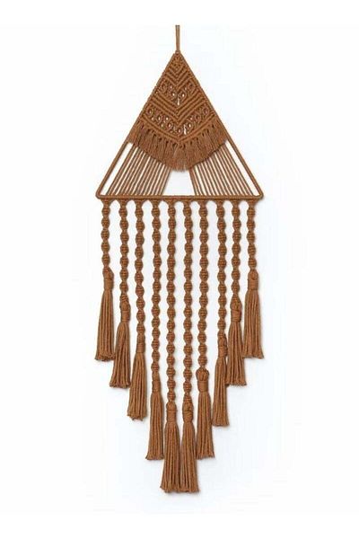 Generic Macrame Woven Wall Hanging Dream Catcher Triangle Tassel Geometric Art Boho Backdrop Bohemian Home