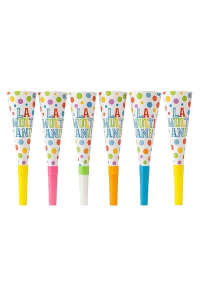 OEM Set of 6 Blowers HAPPY BIRTHDAY Collection, 20 cm, Cardboard, Multicolored