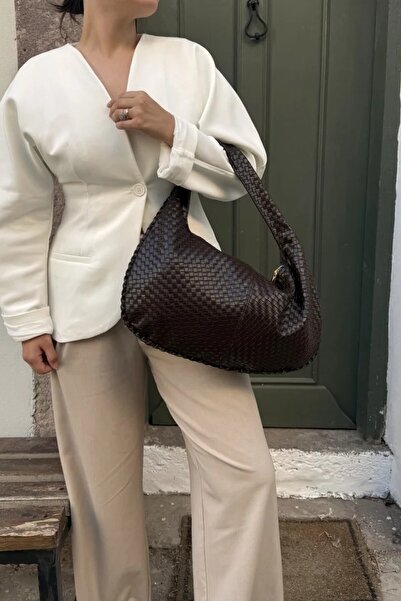 LEONAS Ρετρό πλεκτή μεγάλη γυναικεία τσάντα χεριών και ώμου Vienna ST0008