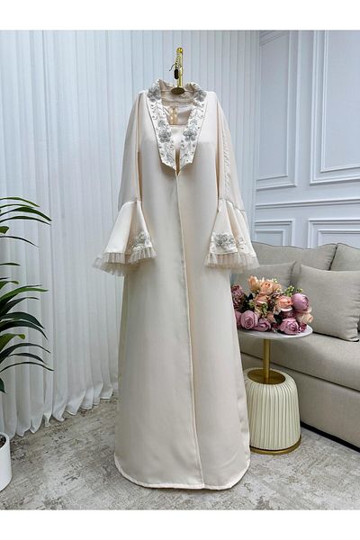 leevan fashion Beige two-piece dress with long sleeves