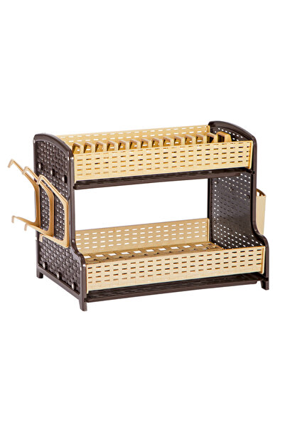 POMSTORE Galaksi Rattan Tabaklık Şık Görünüm Bulaşık Sepeti Kurutmalığı