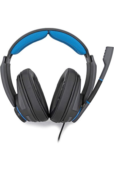 Sennheiser سماعة الألعاب GSP 300 لأجهزة الكمبيوتر الشخصية، وأجهزة ماك، وأجهزة بلاي ستيشن 4 - أسود/أزرق