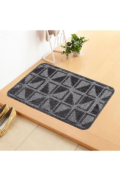 Generic Story@Home Doormat Aqua Collection Door Mats for Home Entrance/Floor Mats for Home |Grey & Black| 3