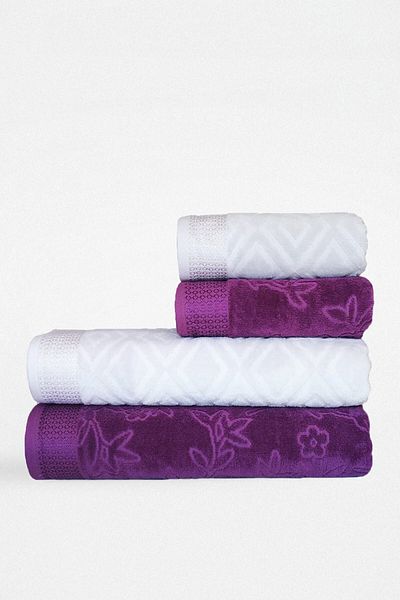 Özdilek Pastoral Towel Set Turkish Bath Set - Gray Purple