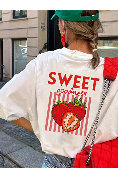 AEMİ Tricou unisex oversize cu imprimeu Sweet Goodness, decolteu rotund